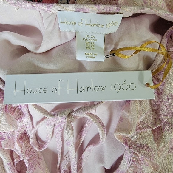 NEW House Of Harlow 1960 Lilac 100% Rayon Gauze Tiered Flowy Summer Dress Sz XS - Picture 9 of 12